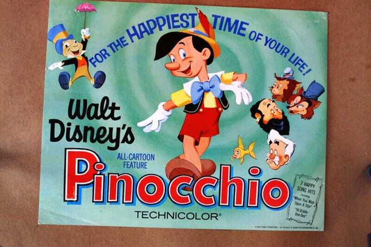 ORIGINAL LOBBY CARD - PINOCCHIO - Walt Disney - 1962R - title card