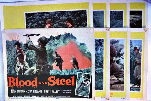 ORIGINAL LOBBY CARDS - BLOOD AND STEEL - 1959 - set of 8