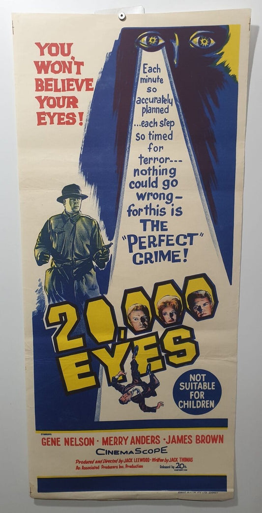 ORIGINAL DAYBILL MOVIE POSTER - 20,000 EYES - 1961