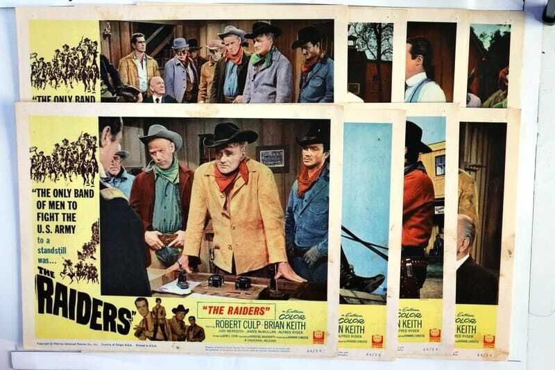 ORIGINAL LOBBY CARDS - THE RAIDERS - 1964 - set of 8