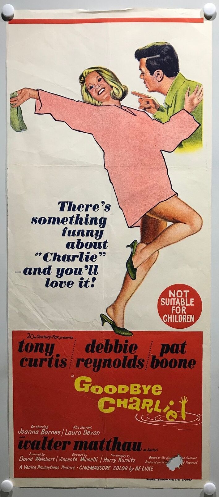 ORIGINAL DAYBILL MOVIE POSTER - GOODBYE CHARLIE - 1964