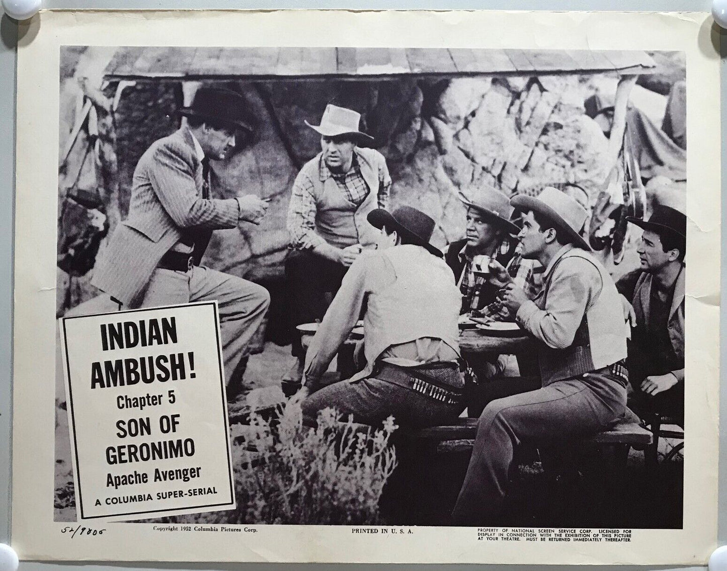 ORIGINAL SERIAL LOBBY CARD - SON OF GERONIMO (d) - 1952 - Ch 5 "Indian Ambush...