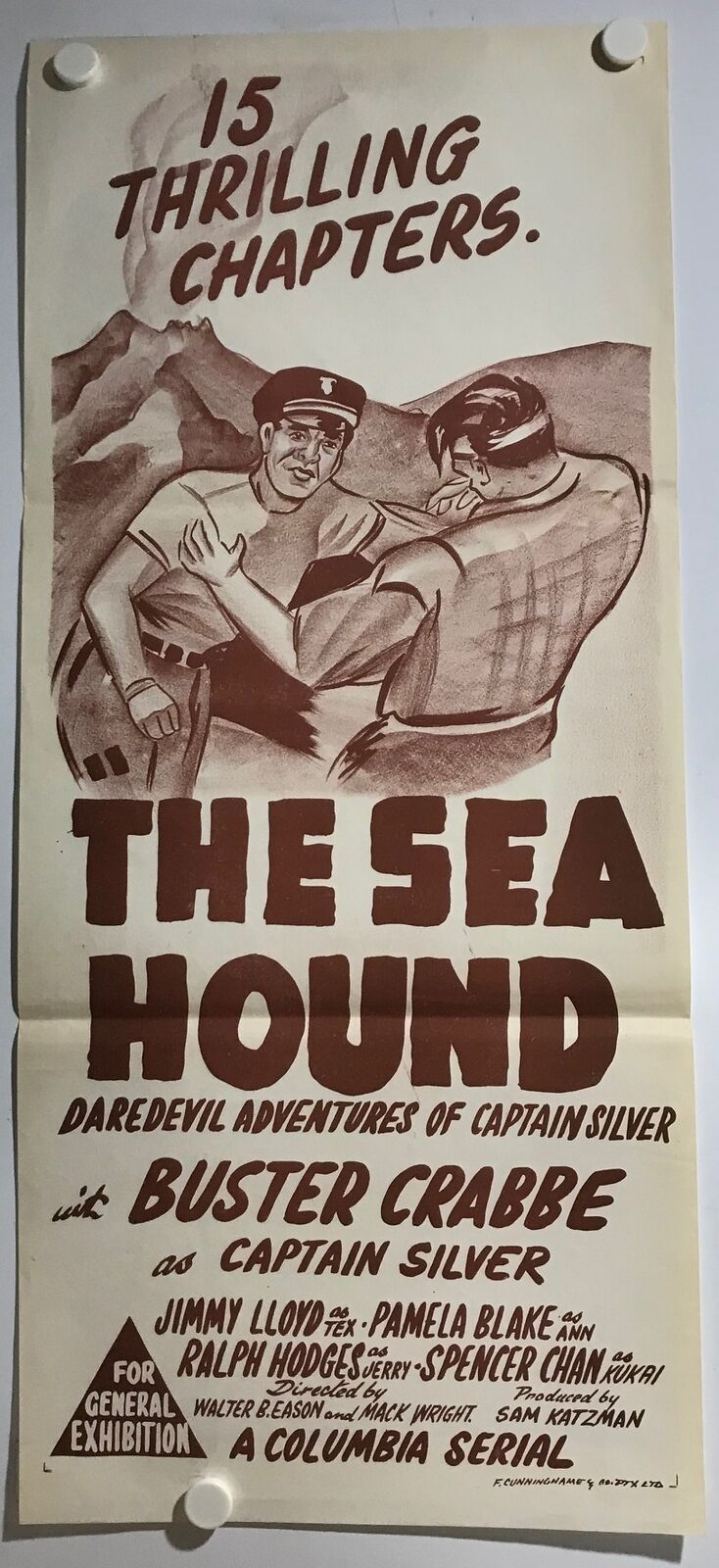 ORIGINAL DAYBILL MOVIE POSTER - THE SEA HOUND - 1947 - Serial