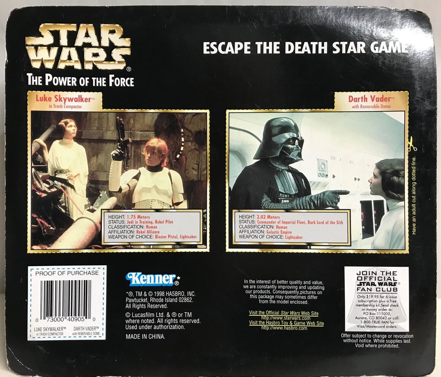 STAR WARS - KENNER - POTF - ESCAPE THE DEATH STAR GAME FIGURES - Darth Vader