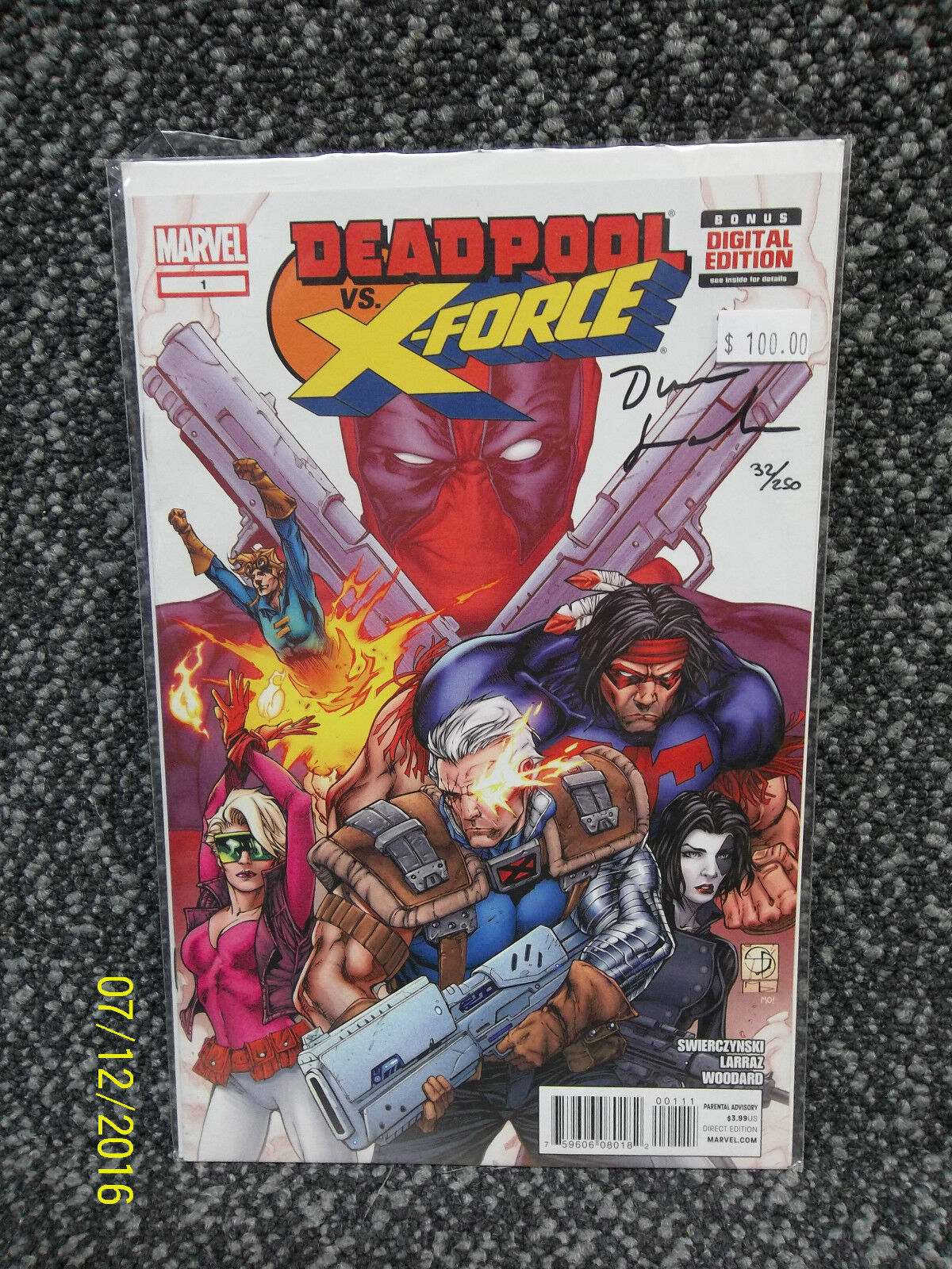 DEADPOOL VS X-FORCE MARVEL COMIC BOOK SIGNED NUM #32/250 DUANE SWIERCZYNSKI