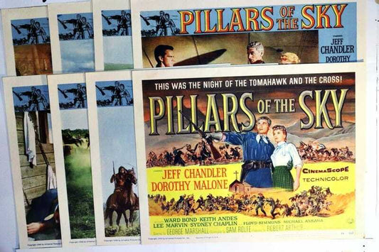 ORIGINAL LOBBY CARDS - PILLARS OF THE SKY - 1956 - set of 8