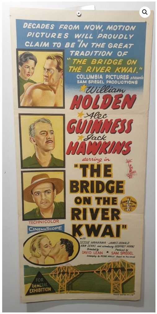 ORIGINAL DAYBILL MOVIE POSTER - THE BRIDGE ON THE RIVER KWAI