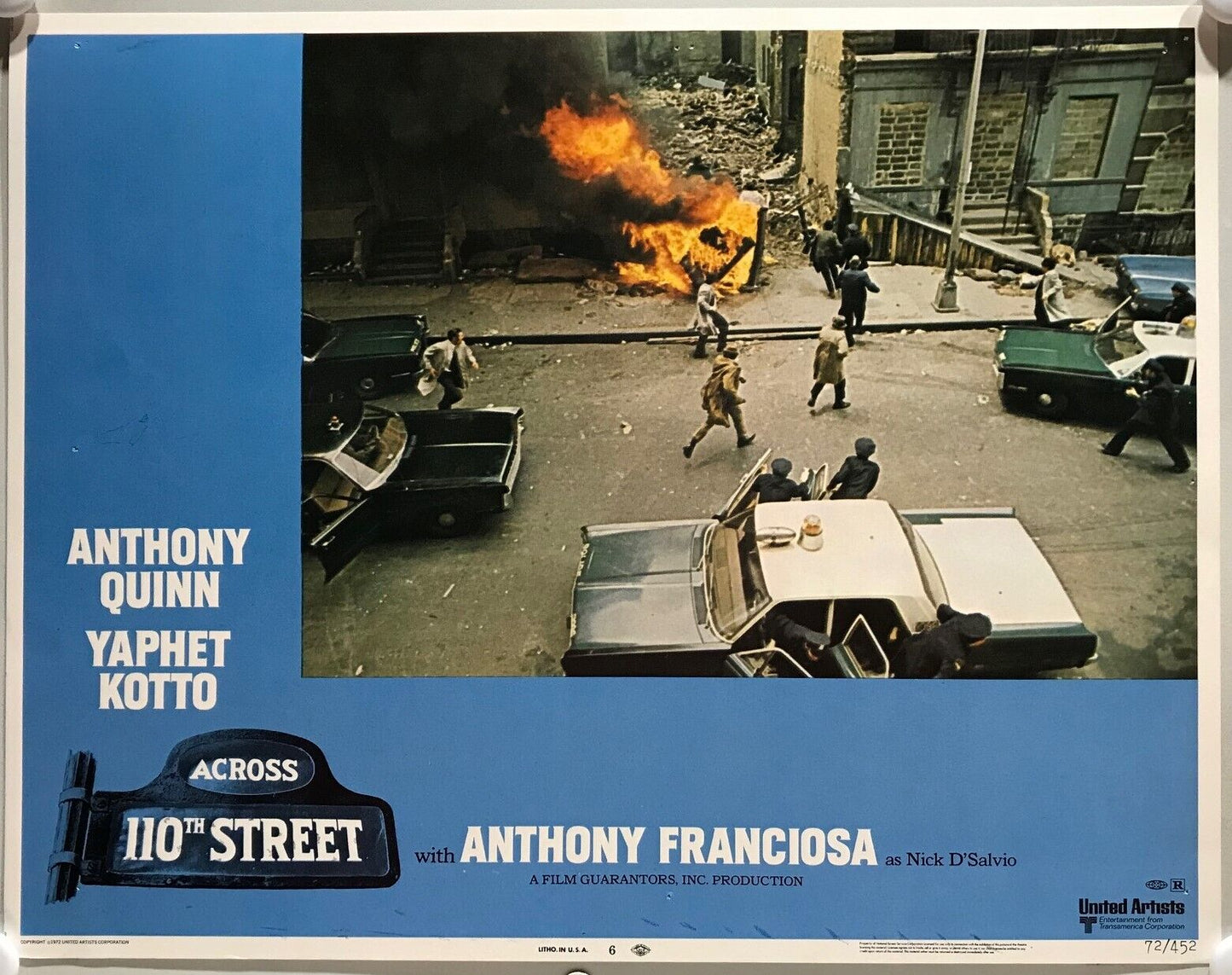 ORIGINAL LOBBY CARDS - ACROSS 110TH STREET - 1972 - set of 8