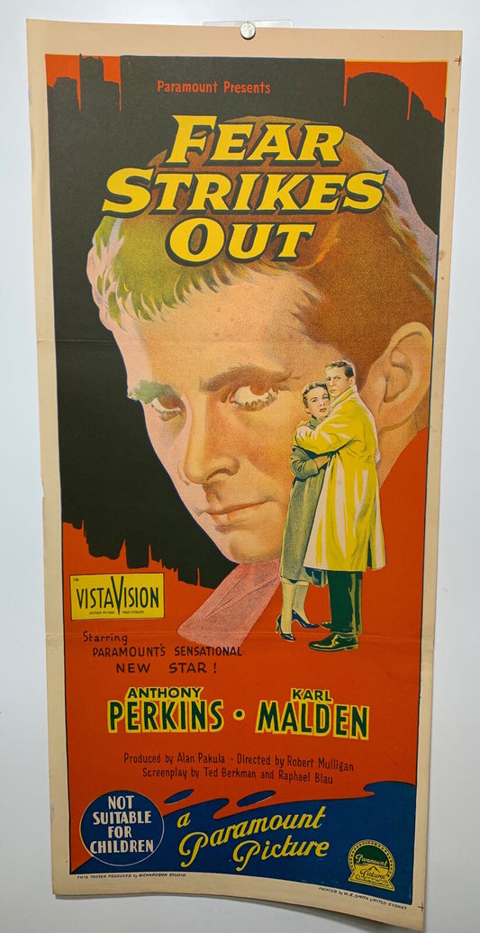 ORIGINAL DAYBILL MOVIE POSTER - FEAR STRIKES OUT - Richardson Studio