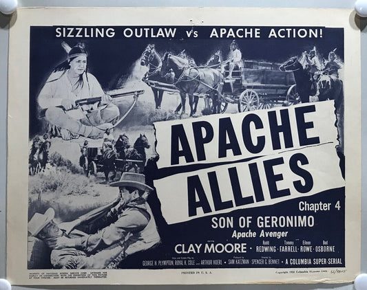 ORIGINAL SERIAL LOBBY CARD - SON OF GERONIMO (a) - 1952 - Ch 4 "Apache Allies...