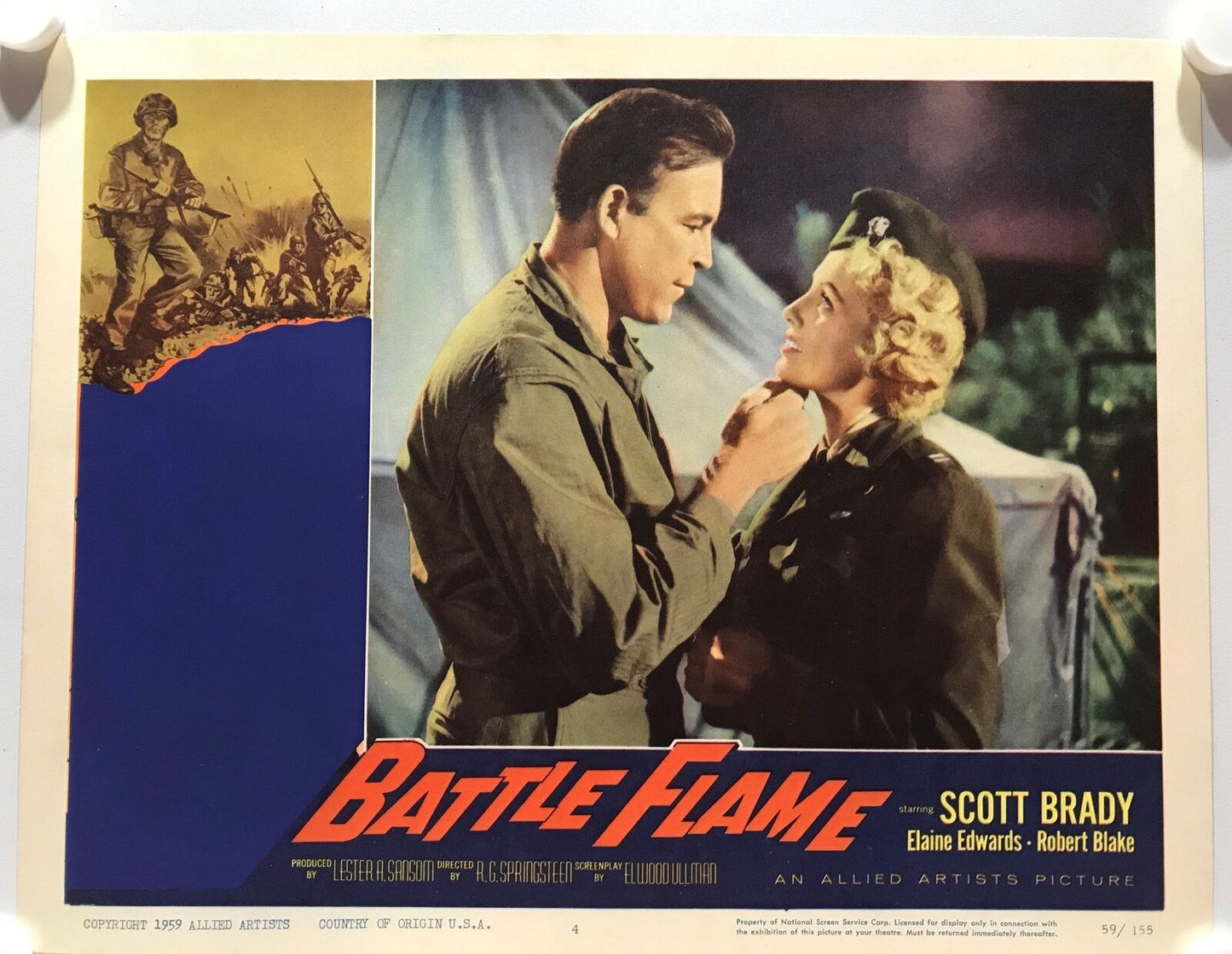 ORIGINAL LOBBY CARDS - BATTLE FLAME - 1959 - set of 8