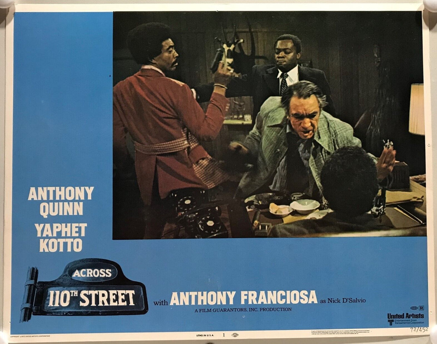 ORIGINAL LOBBY CARDS - ACROSS 110TH STREET - 1972 - set of 8