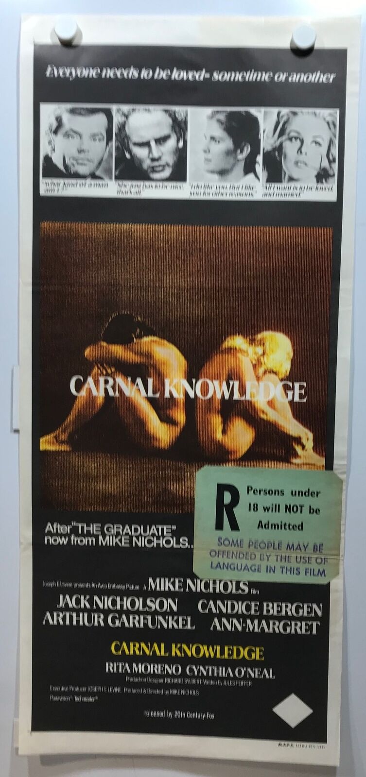 ORIGINAL DAYBILL MOVIE POSTER - CARNAL KNOWLEDGE - (b)