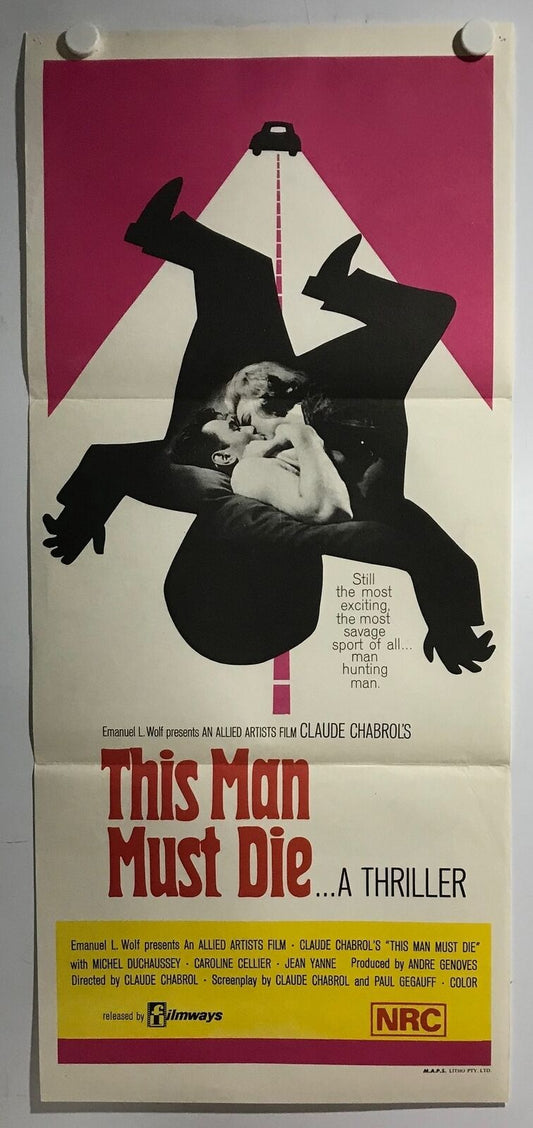 ORIGINAL DAYBILL MOVIE POSTER - THIS MAN MUST DIE - 1969