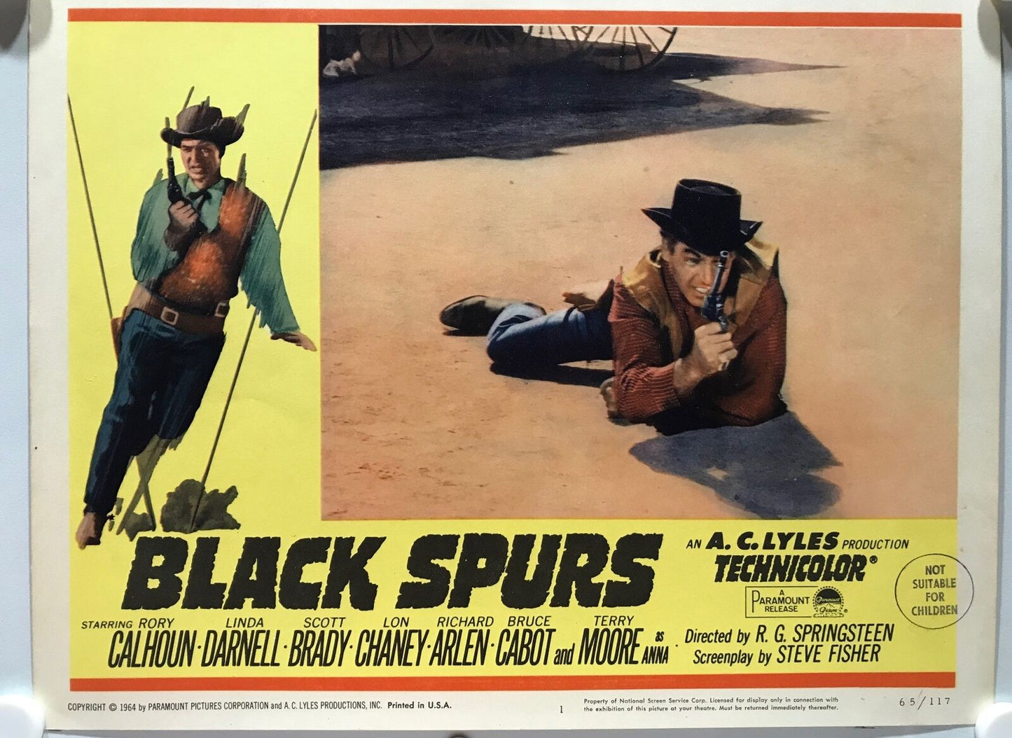 ORIGINAL LOBBY CARDS - BLACK SPURS - 1965 - set of 8