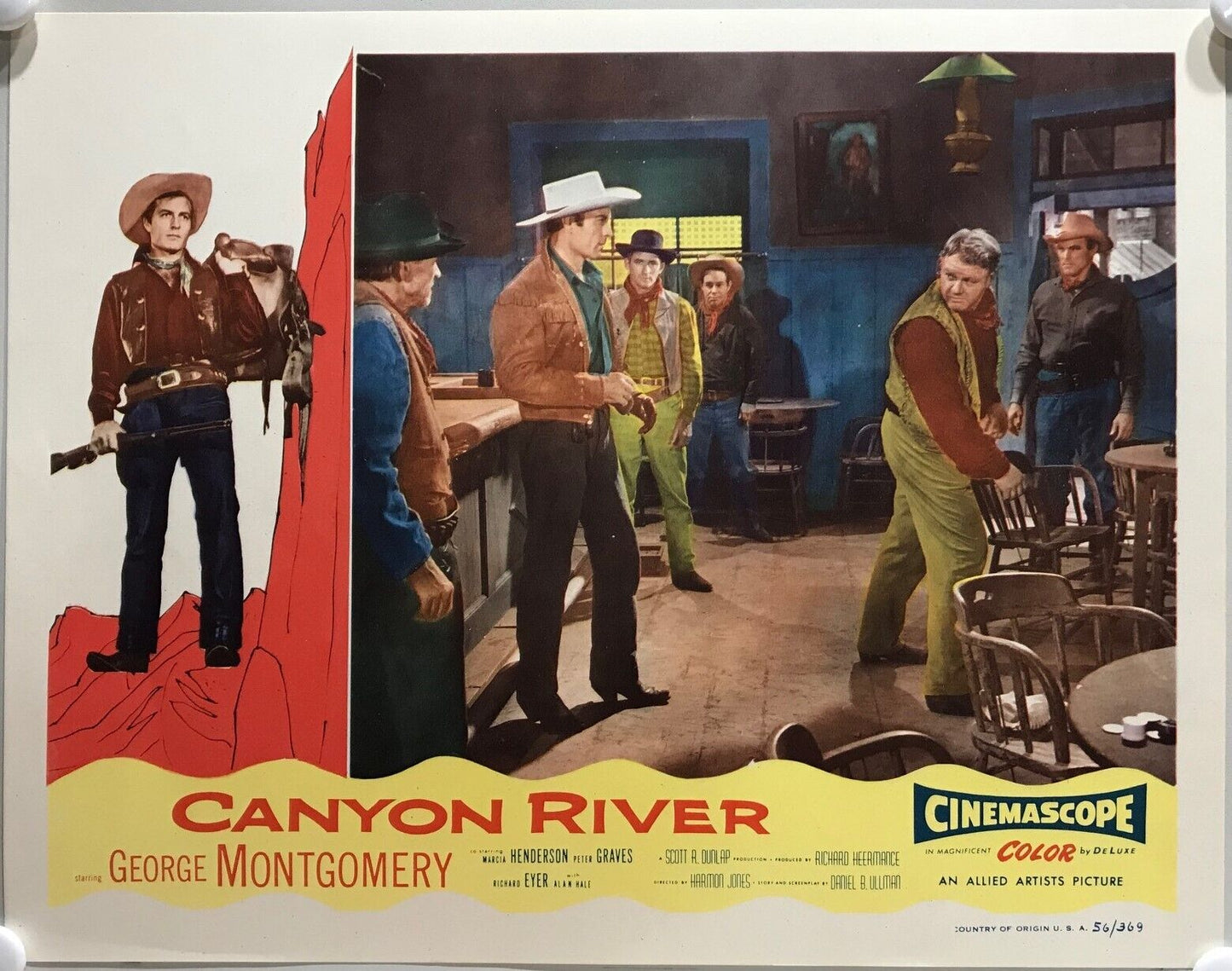 ORIGINAL LOBBY CARDS - CANYON RIVER - 1956 - set of 8