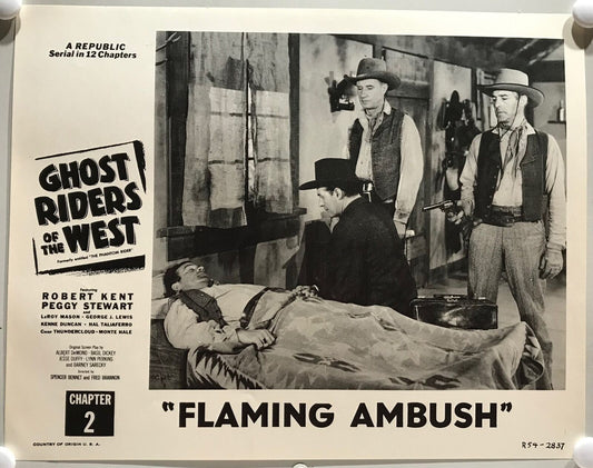 ORIGINAL SERIAL LOBBY CARD - GHOST RIDERS OF THE WEST (b) - R1954 - Ch 2