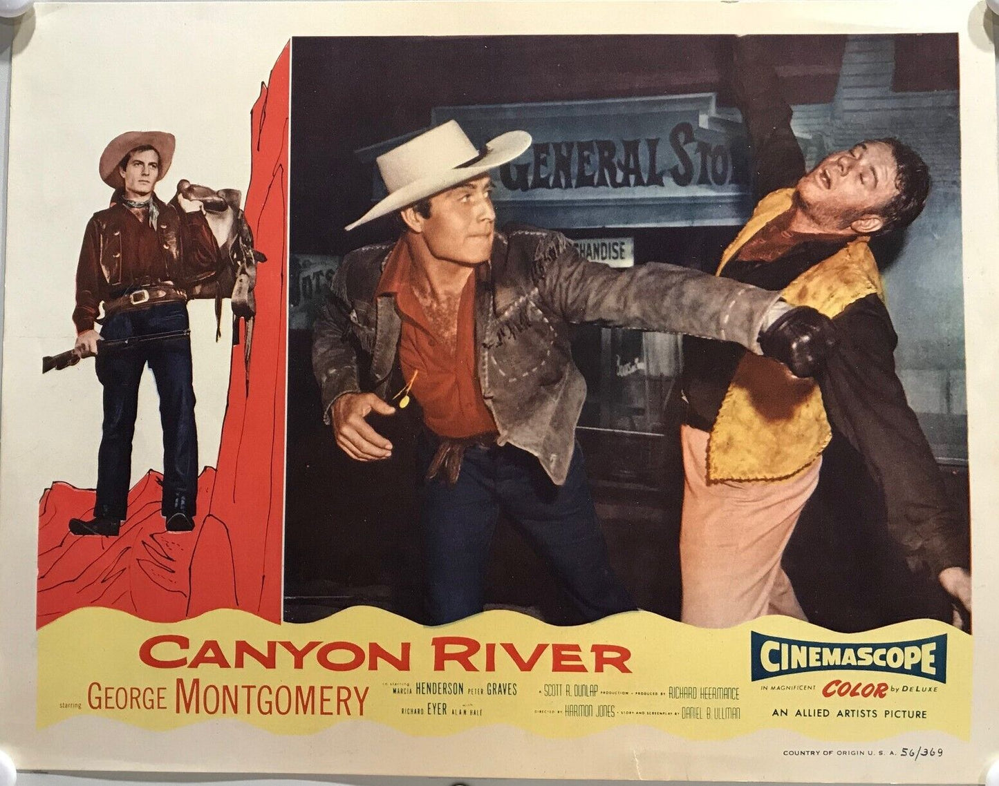 ORIGINAL LOBBY CARDS - CANYON RIVER - 1956 - set of 8