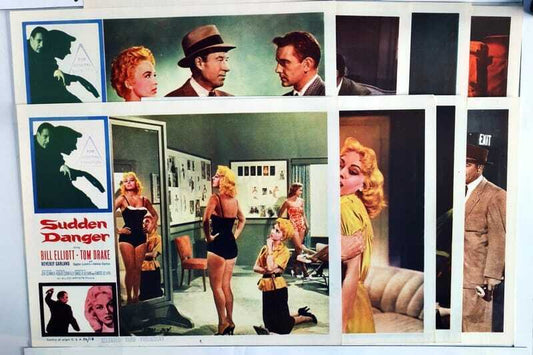 ORIGINAL LOBBY CARDS - SUDDEN DANGER - 1956 - set of 8