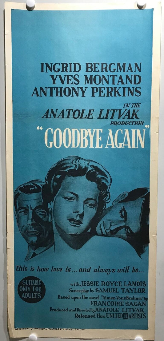 ORIGINAL DAYBILL MOVIE POSTER - GOODBYE AGAIN - (b) - 1961