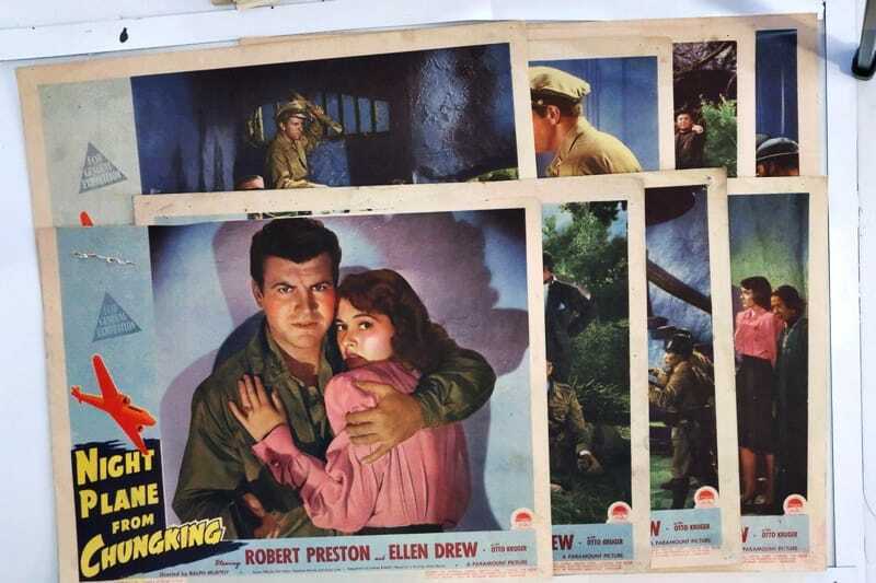 ORIGINAL LOBBY CARDS - NIGHT PLANE FROM CHUNGKING - 1943 - set of 8