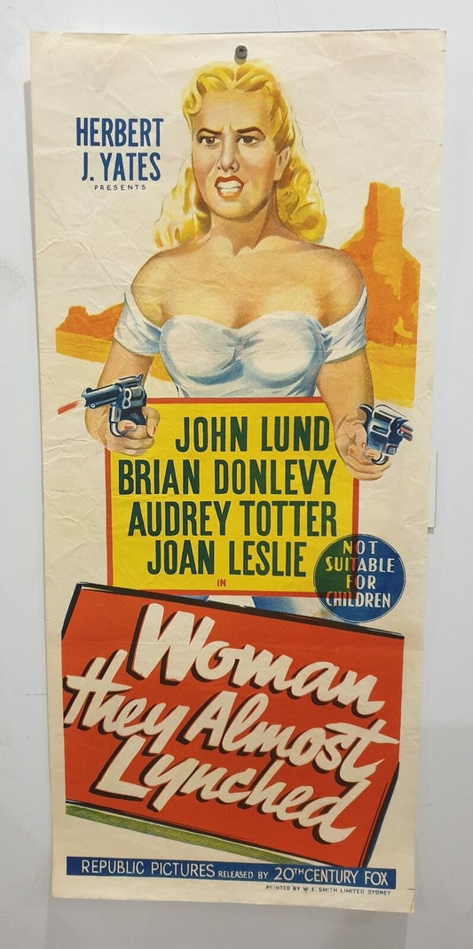 ORIGINAL DAYBILL MOVIE POSTER - WOMAN THEY ALMOST LYNCHED - 1953