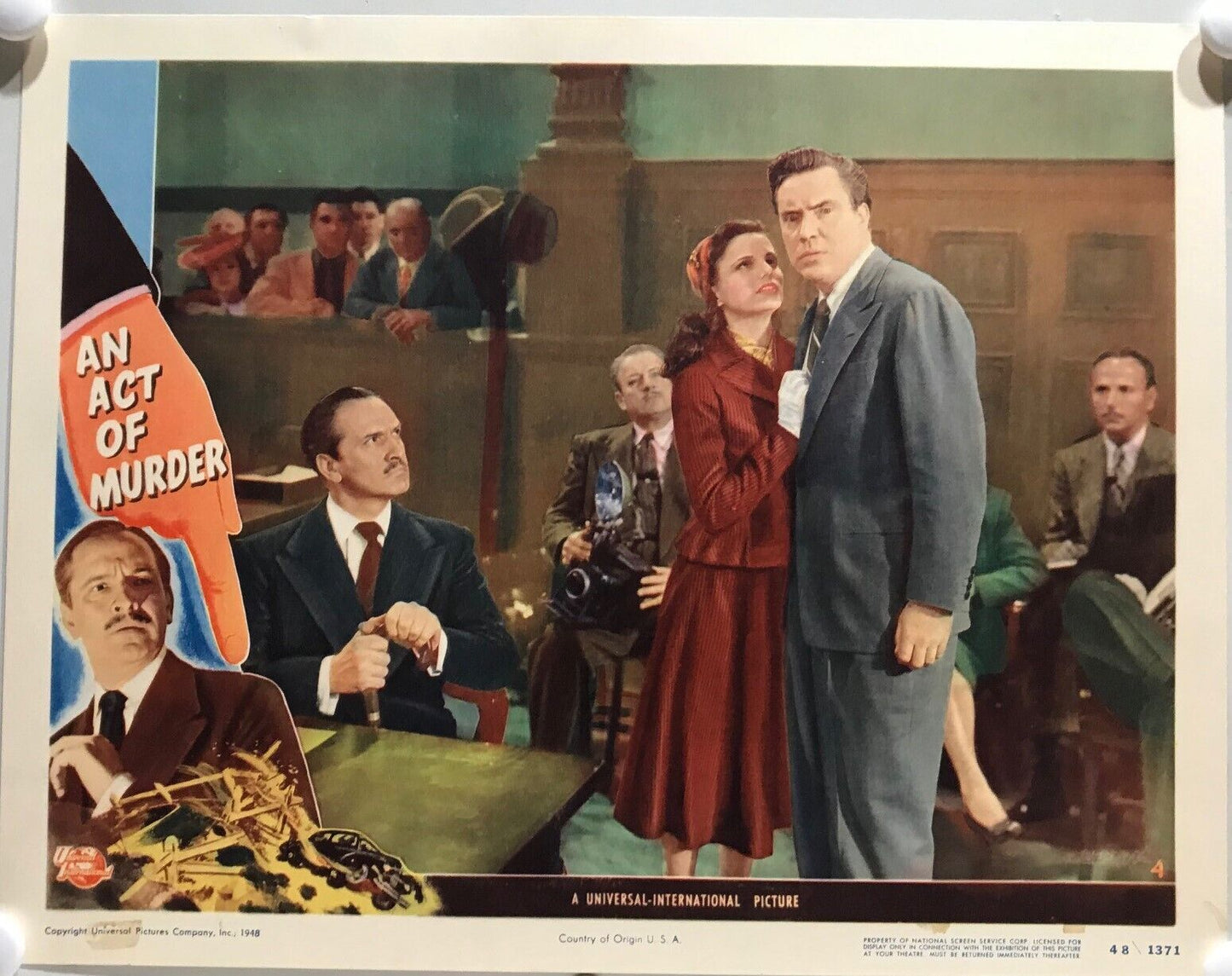 ORIGINAL LOBBY CARDS - AN ACT OF MURDER - 1948 - set of 8