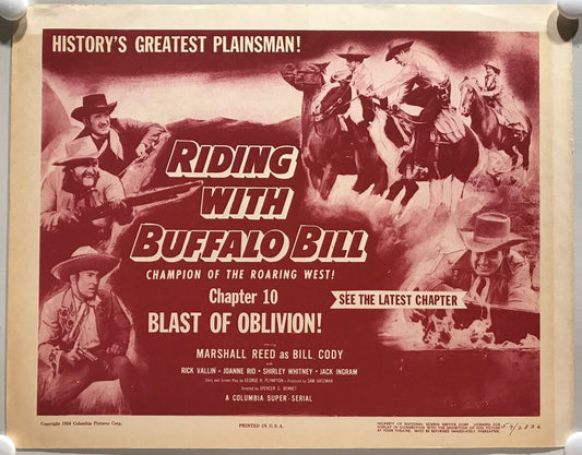 ORIGINAL SERIAL LOBBY CARD - RIDING WITH BUFFALO BILL (a) - 1954 - Ch 10 "Bla...