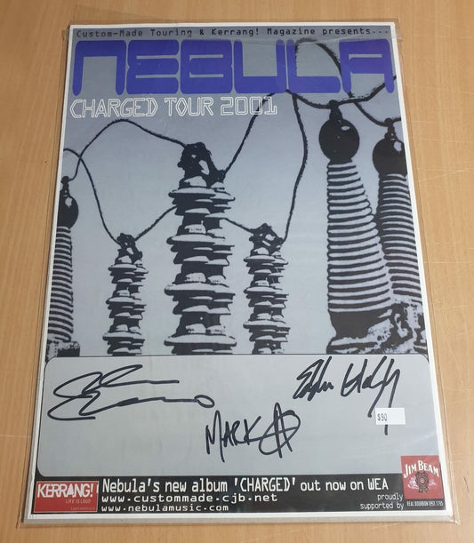 MUSIC PROMO POSTER - SIGNED - NEBULA - CHARGED 2001 AUSTRALIAN TOUR (b)