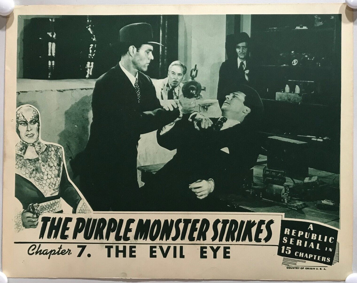 ORIGINAL SERIAL LOBBY CARD - THE PURPLE MONSTER STRIKES (b) - 1945 - Ch 7 "Th...