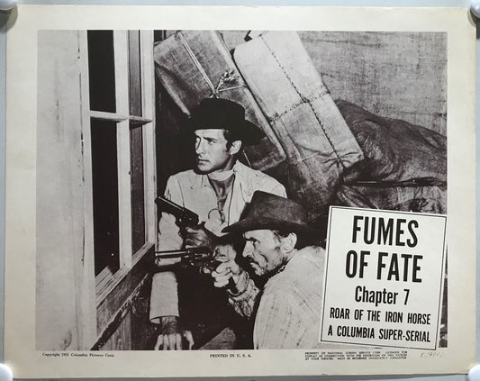 ORIGINAL SERIAL LOBBY CARD - ROAR OF THE IRON HORSE (c) - 1951 - Ch 7 "Fumes ...