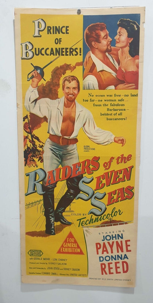 ORIGINAL DAYBILL MOVIE POSTER - RAIDERS SEVEN SEAS - 1953