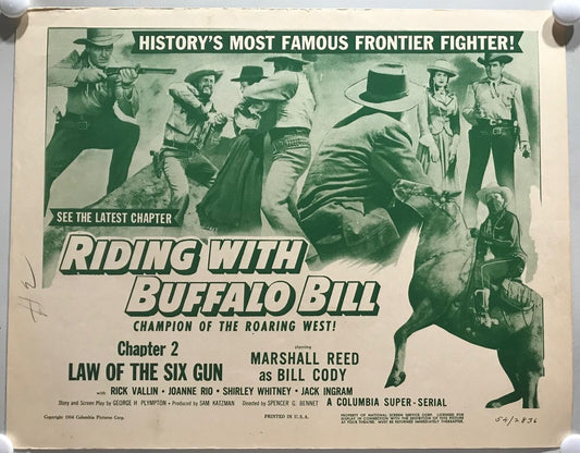 ORIGINAL SERIAL LOBBY CARD - RIDING WITH BUFFALO BILL (b) - 1954 - Ch 2 "Law ...