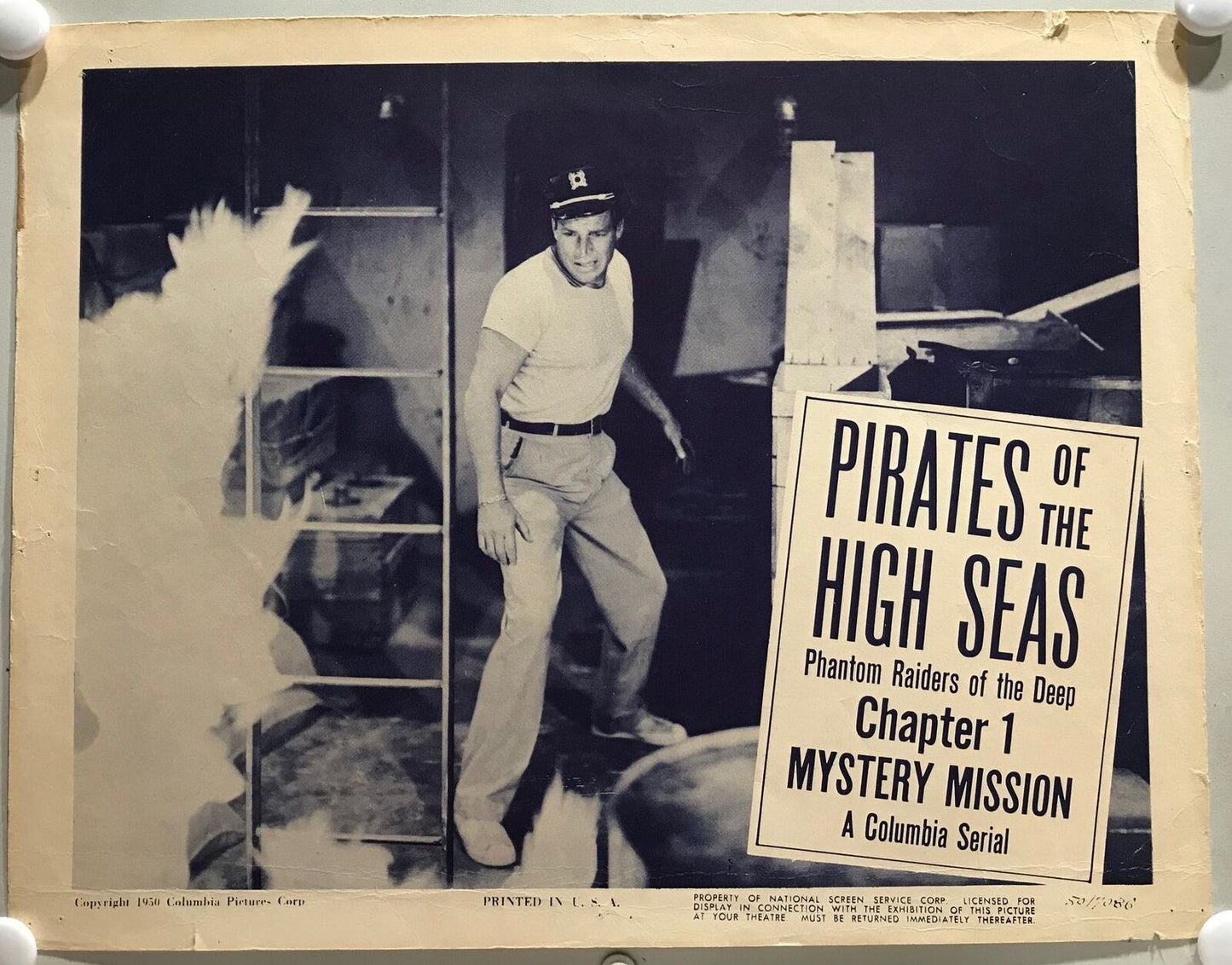 ORIGINAL SERIAL LOBBY CARD - PIRATES OF THE HIGH SEAS - 1950 - Ch 1 "Mystery ...