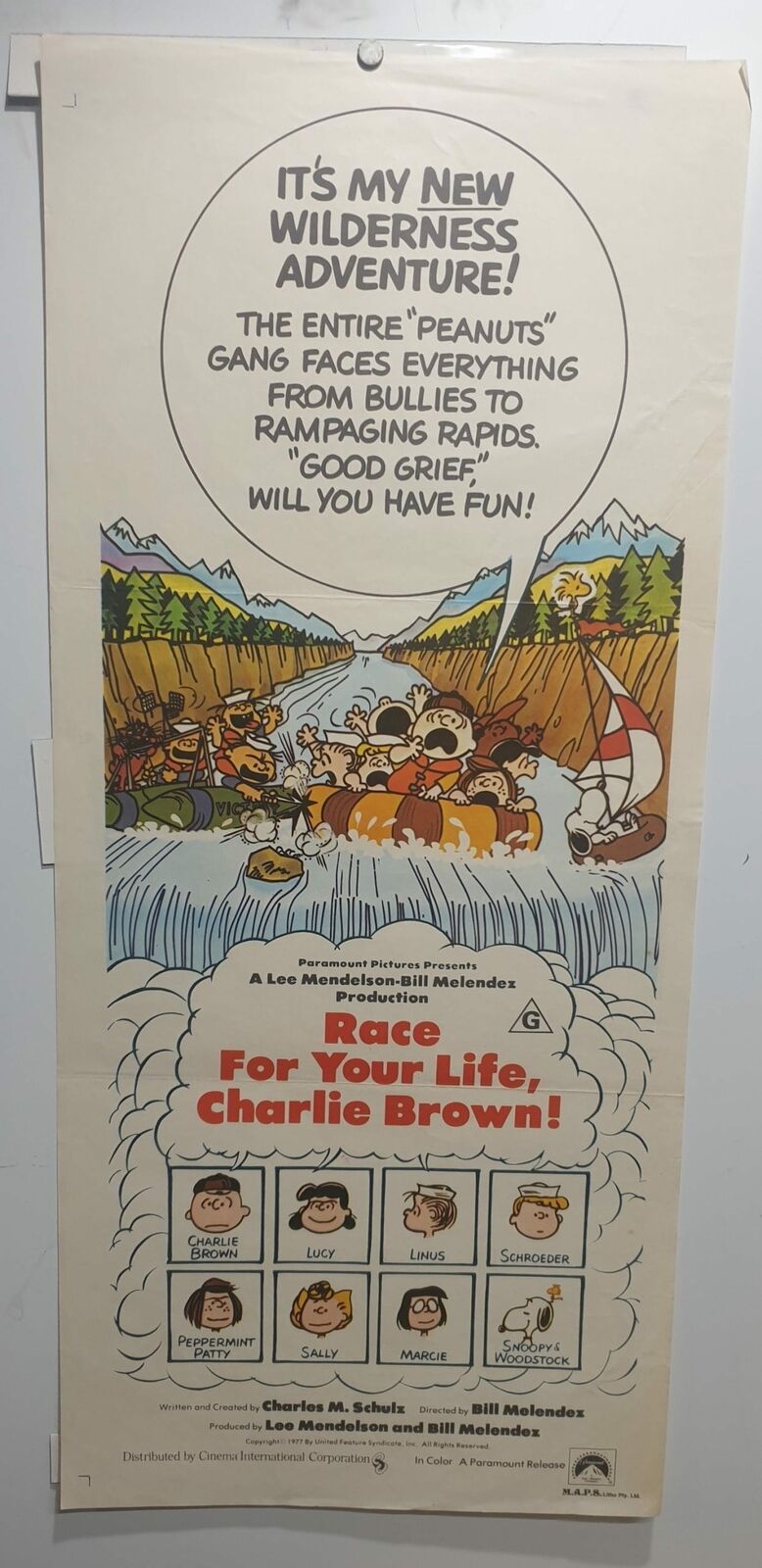 ORIGINAL DAYBILL MOVIE POSTER - RACE FOR YOUR LIFE CHARLIE BROWN!