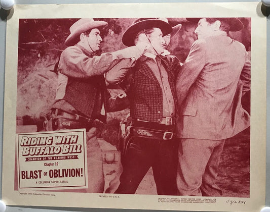 ORIGINAL SERIAL LOBBY CARD - RIDING WITH BUFFALO BILL (d) - 1954 - Ch 10 "Bla...