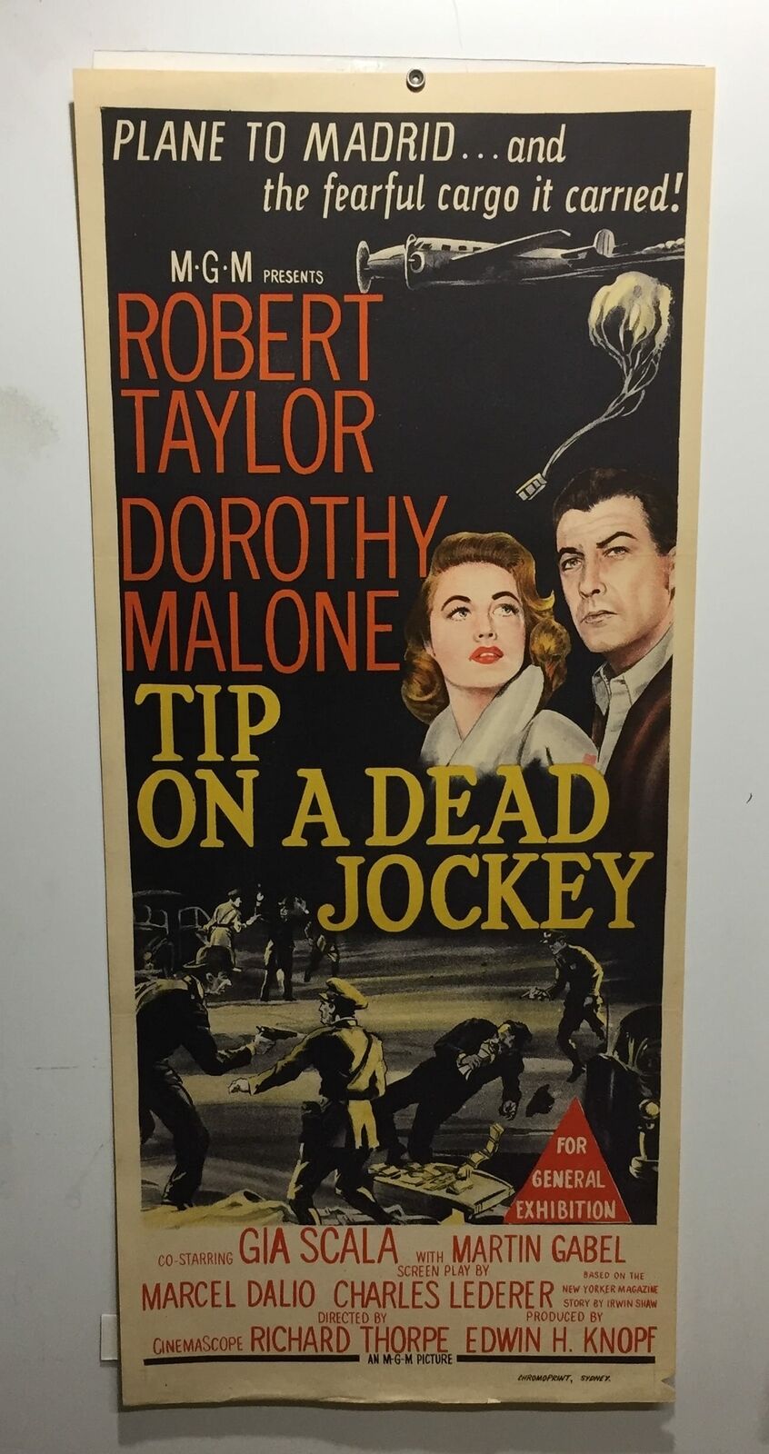 ORIGINAL DAYBILL MOVIE POSTER - TIP ON A DEAD JOCKEY - 1957