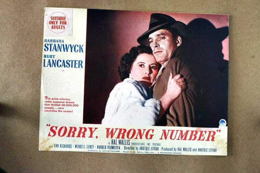 ORIGINAL LOBBY CARD - SORRY, WRONG NUMBER - 1945 - key card