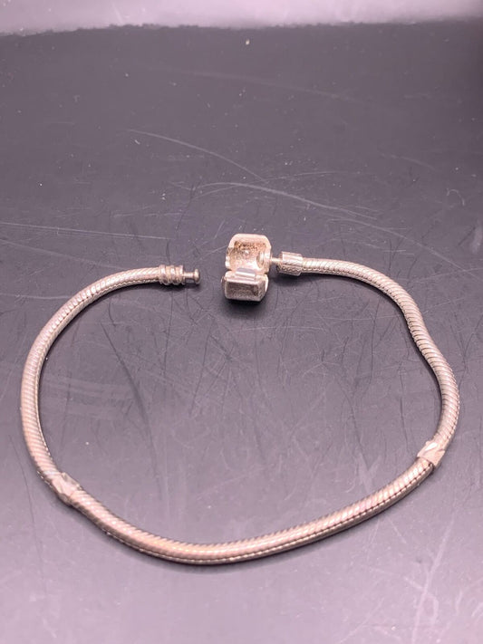 STERLING SILVER SOLID CABLE BRACELET - BARREL CLASP MINIMALIST LOW PROFILE