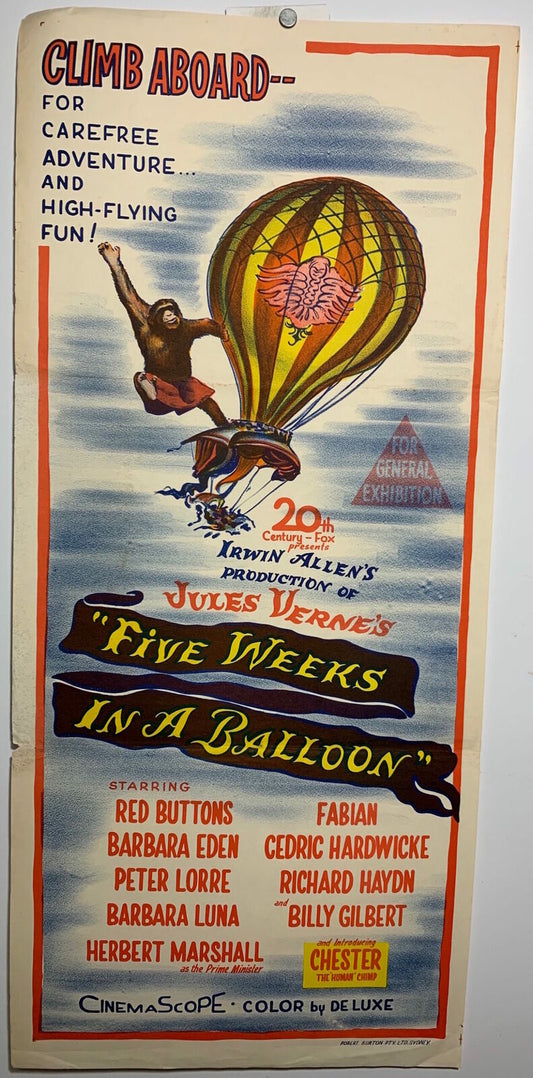 ORIGINAL DAYBILL MOVIE POSTER - FIVE WEEKS IN A BALLOON