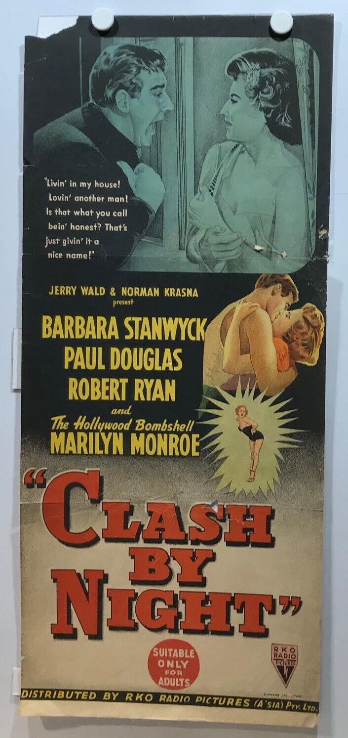 ORIGINAL DAYBILL MOVIE POSTER - CLASH BY NIGHT - 1952