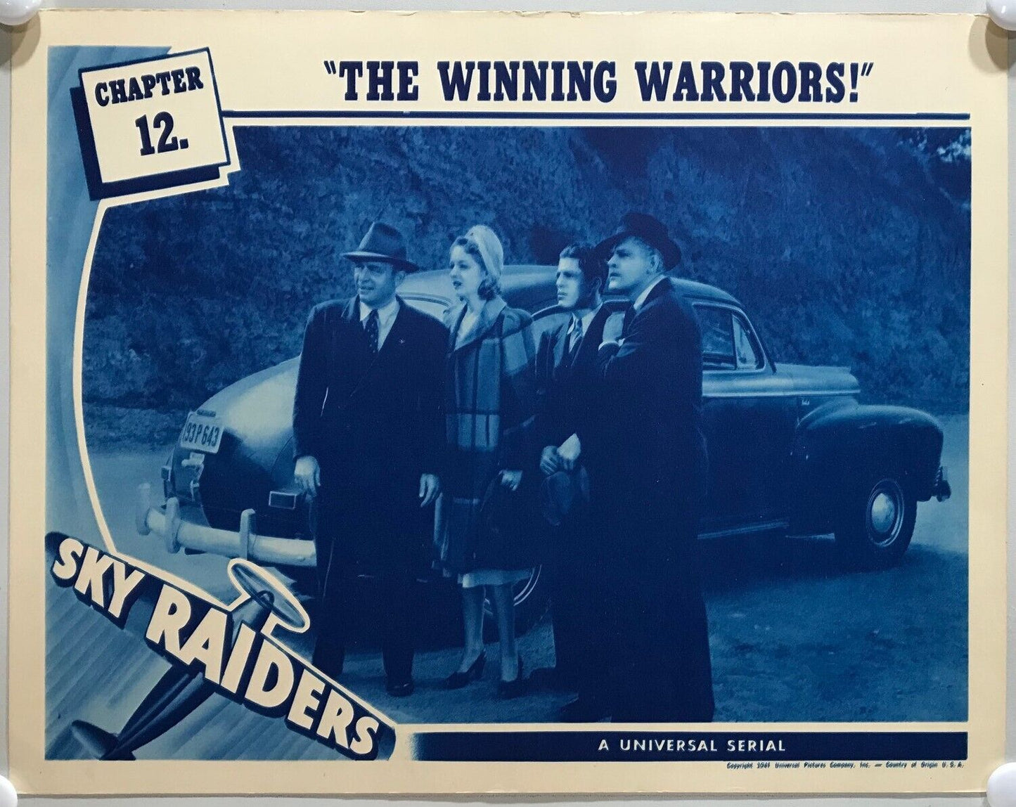 ORIGINAL SERIAL LOBBY CARD - SKY RAIDERS (d) - 1941 - Ch 12 "The Winning Warr...