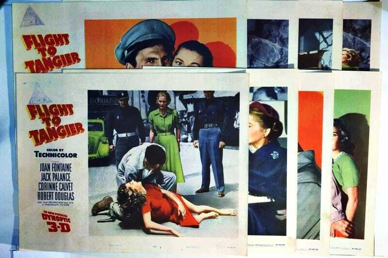 ORIGINAL LOBBY CARDS - FLIGHT TO TANGIER - 1953 - set of 8