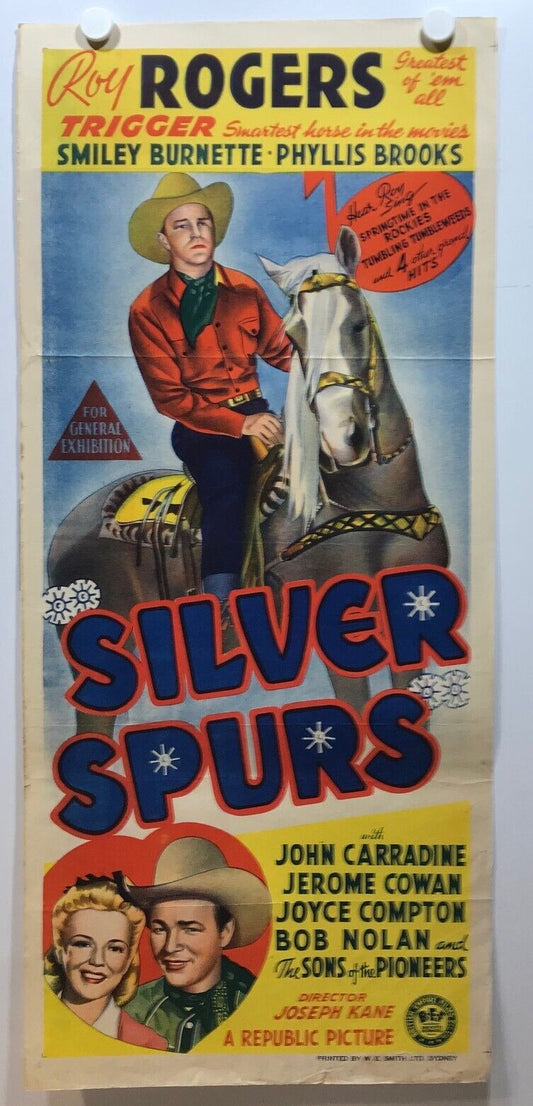 ORIGINAL DAYBILL MOVIE POSTER - SILVER SPURS - 1943