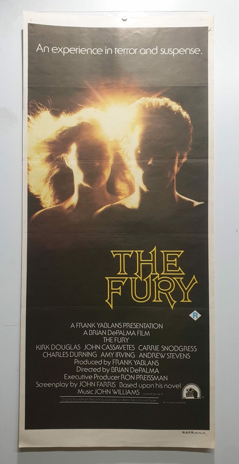 ORIGINAL DAYBILL MOVIE POSTER - THE FURY - 1978 - HORROR