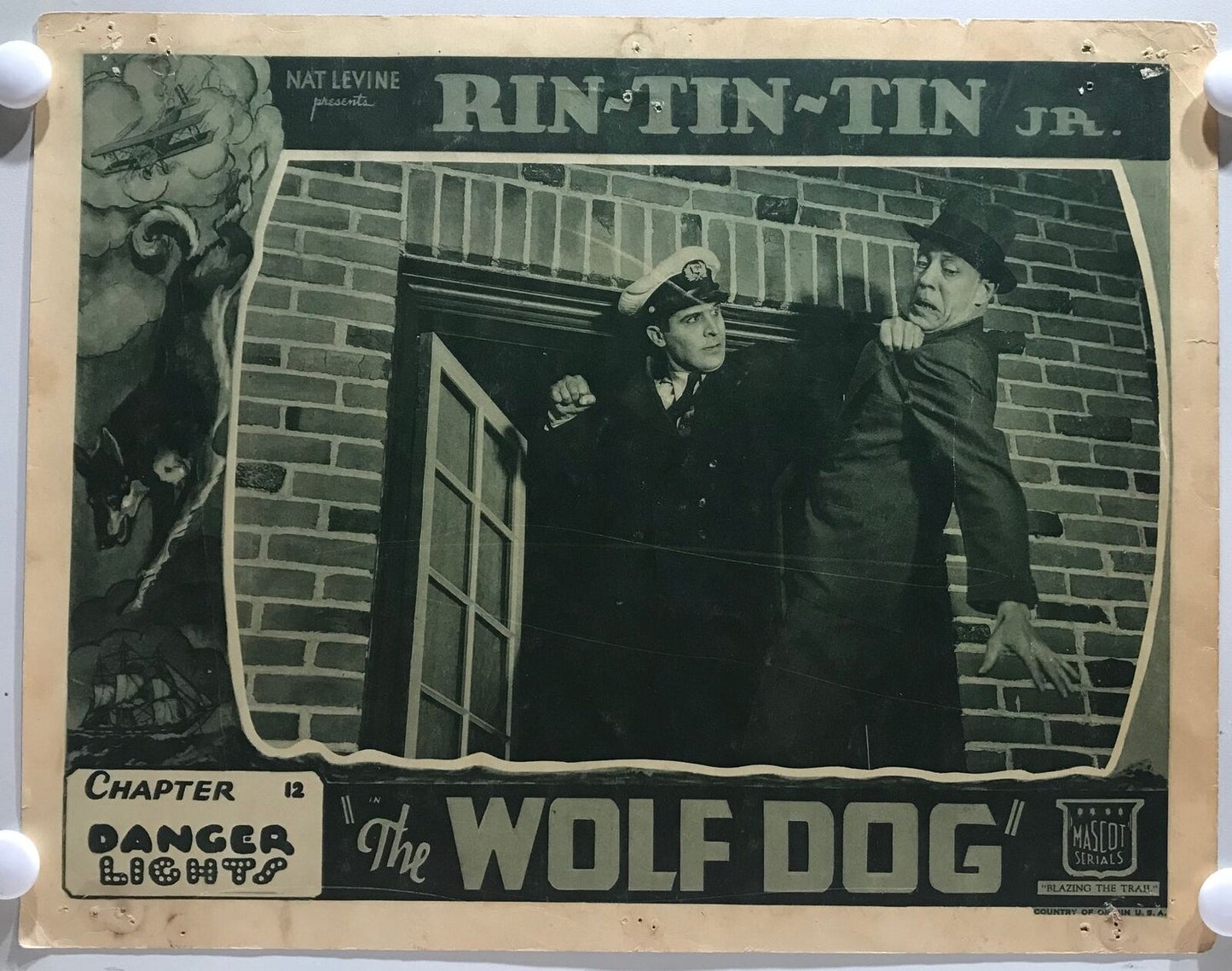 ORIGINAL SERIAL LOBBY CARD - THE WOLF DOG (c) - 1933 - Ch 12 "Danger Lights"