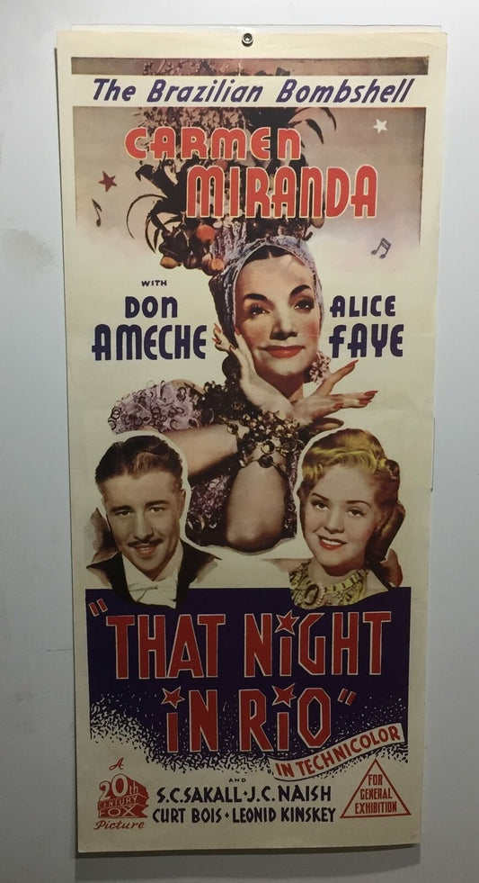 ORIGINAL DAYBILL MOVIE POSTER - THAT NIGHT IN RIO - 1941