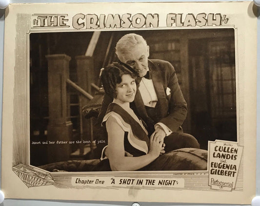 ORIGINAL SERIAL LOBBY CARD - THE CRIMSON FLASH (b) - 1927 - Ch 1 "A Shot in t...