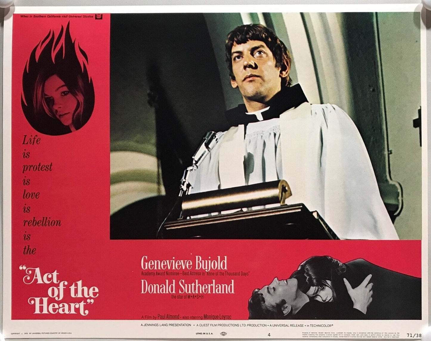 ORIGINAL LOBBY CARDS - ACT OF THE HEART - 1970 - set of 8