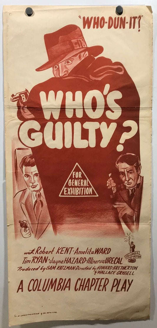 ORIGINAL DAYBILL MOVIE POSTER - WHO'S GUILTY